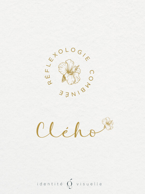 cleho-reflexo_centre3 logo identité visuelle sigle réflexologue jaune moutarde orchidée