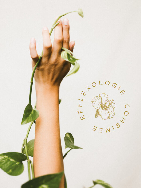 cleho-reflexo_droite2 logo identité visuelle réflexologue jaune moutarde orchidée