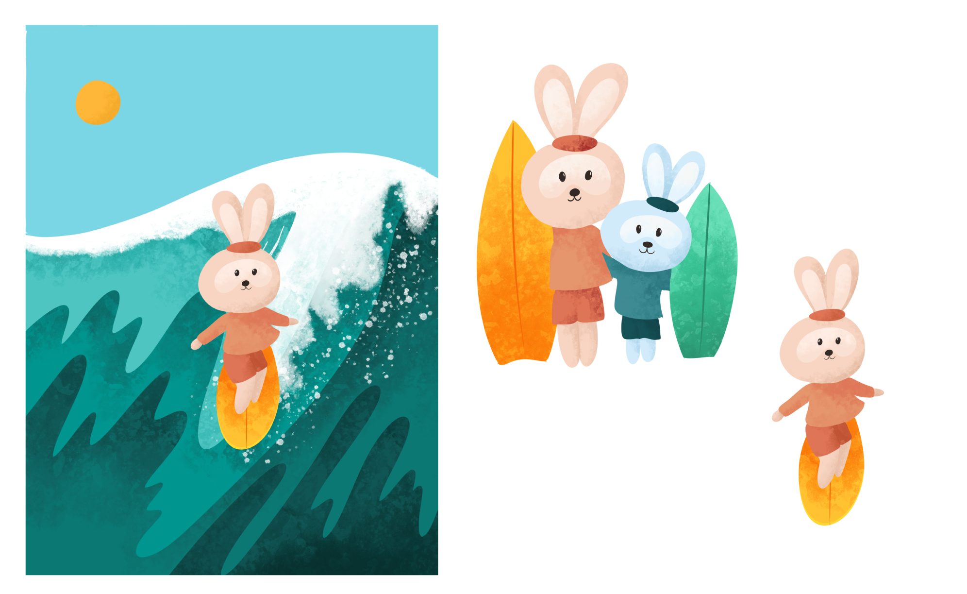 illustrations personnalisées club de surf