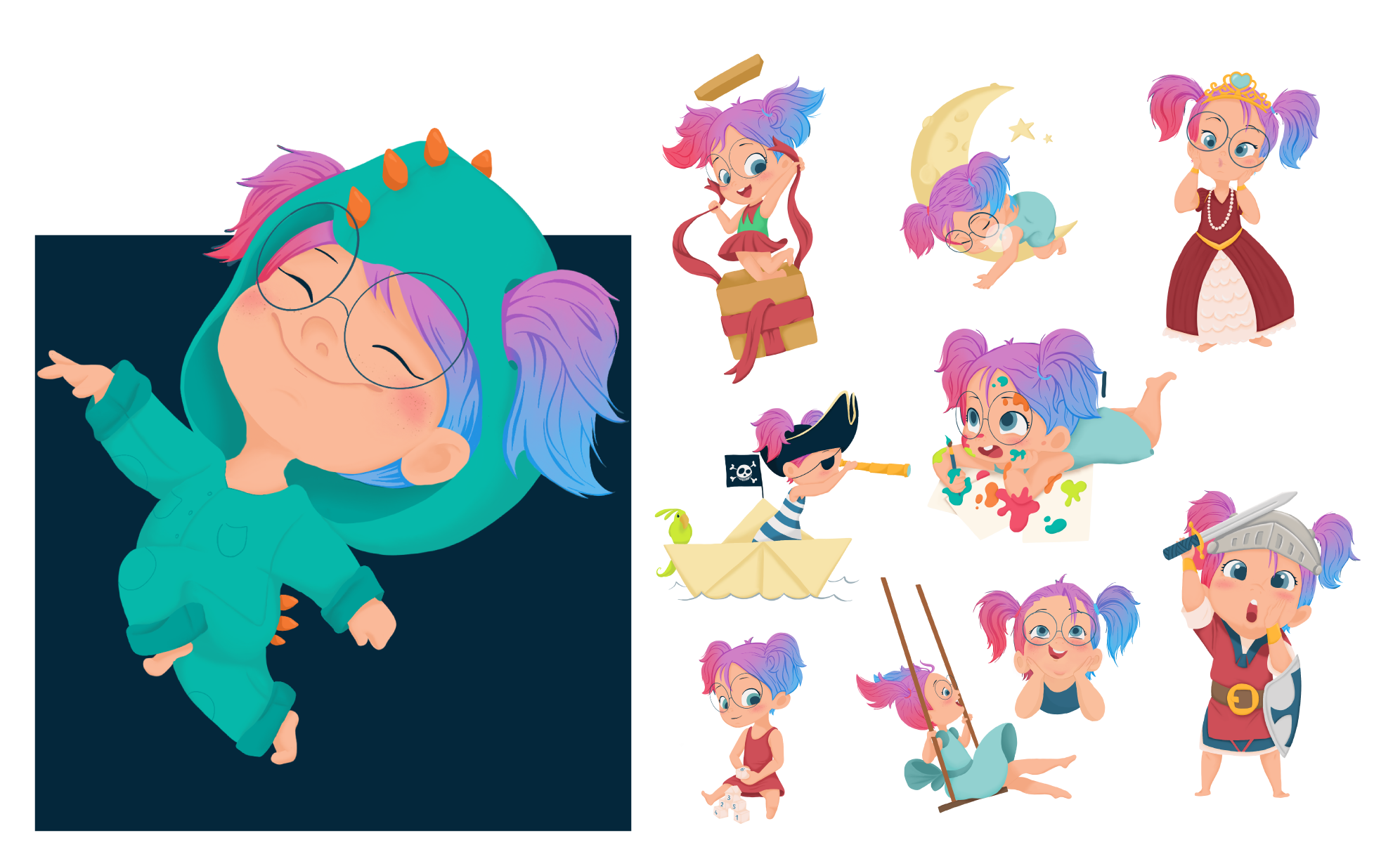 illustrations personnalisées petite fille magasin de jouet