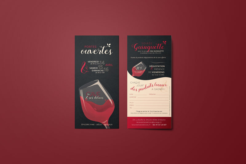 création de flyer pour les portes ouvertes d'un caviste et épicerie fine