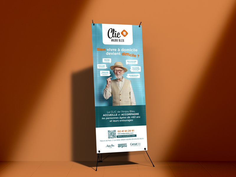création d'un kakemono ou roll up pour un service de l'Anjou bleu dédié aux personnes agées