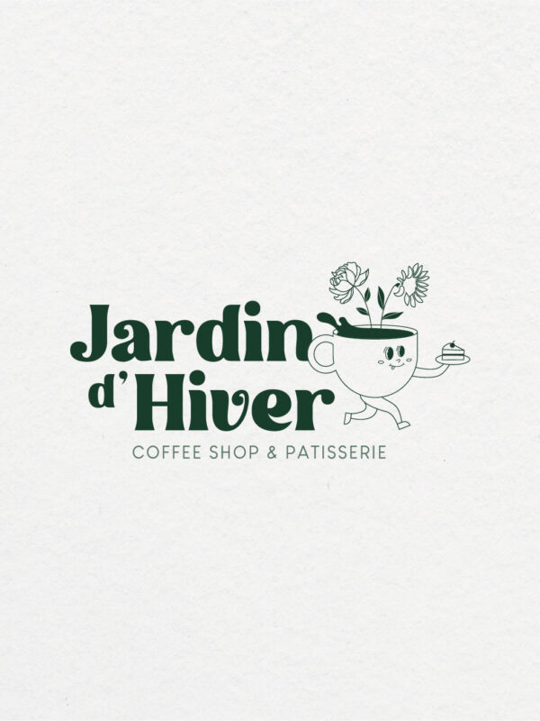 JARDIN DHIVERLogo principal logo identite visuelle jardin d'hiver coffee shop pouance illustration