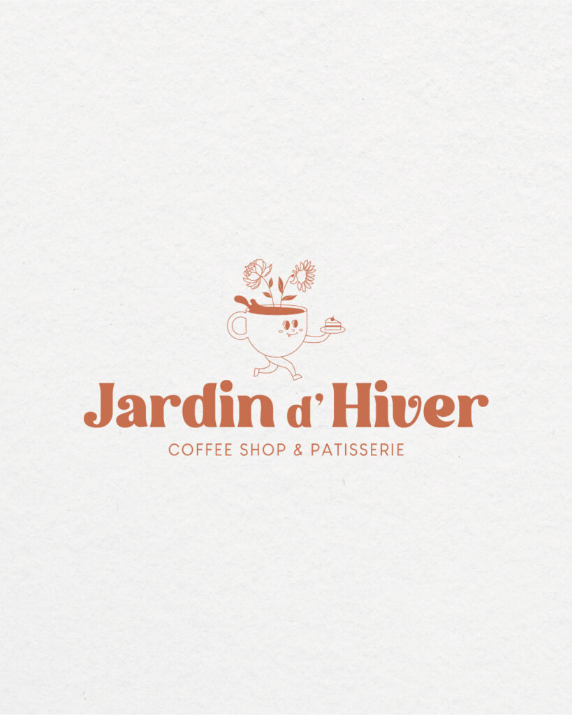 logo identite visuelle jardin d'hiver coffee shop pouance illustration
