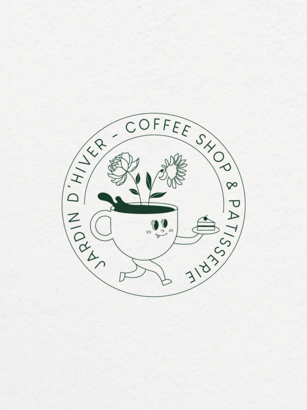 JARDIN DHIVERsigle logo identite visuelle jardin d'hiver coffee shop pouance illustration
