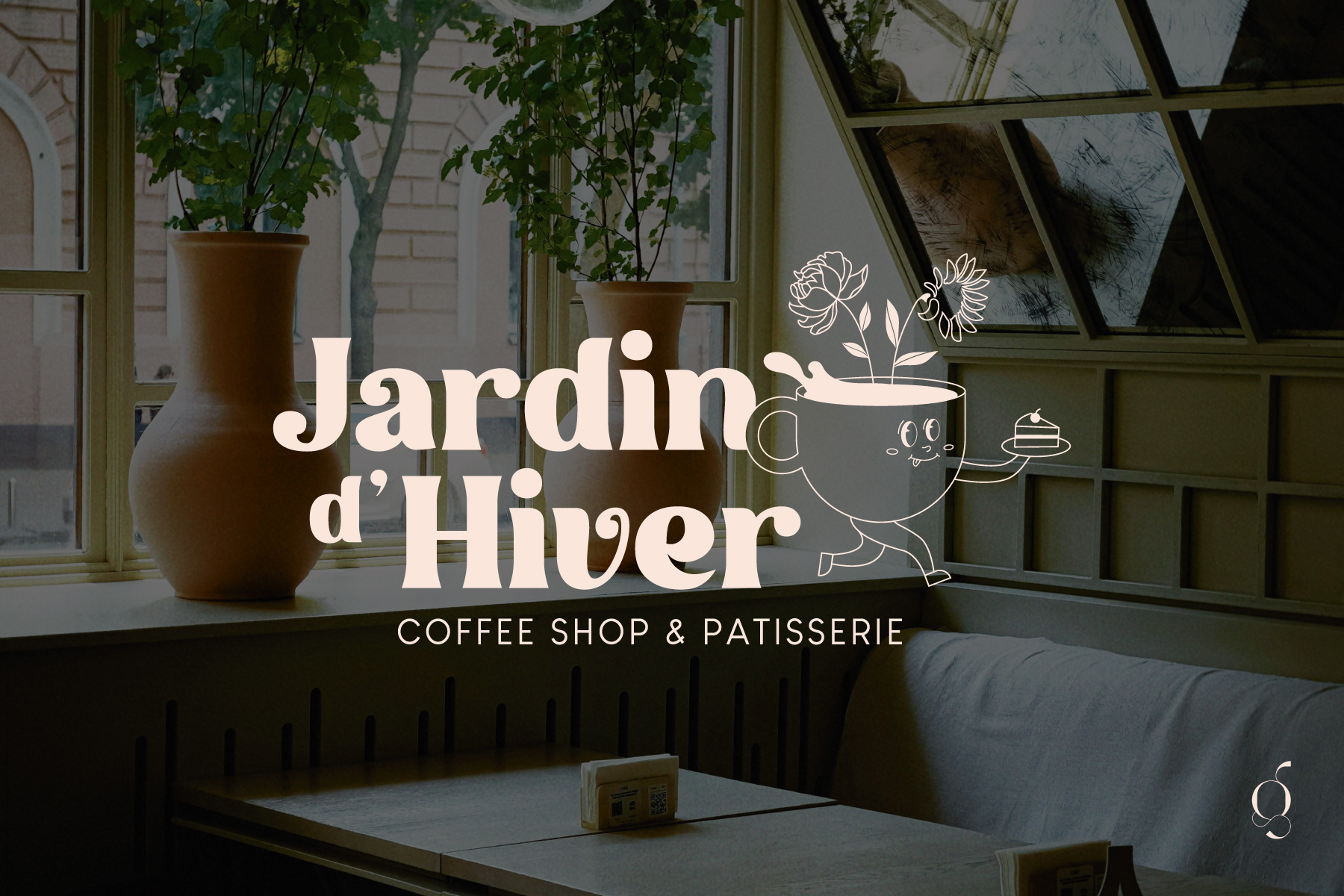 logo identite visuelle jardin d'hiver coffee shop pouance illustration